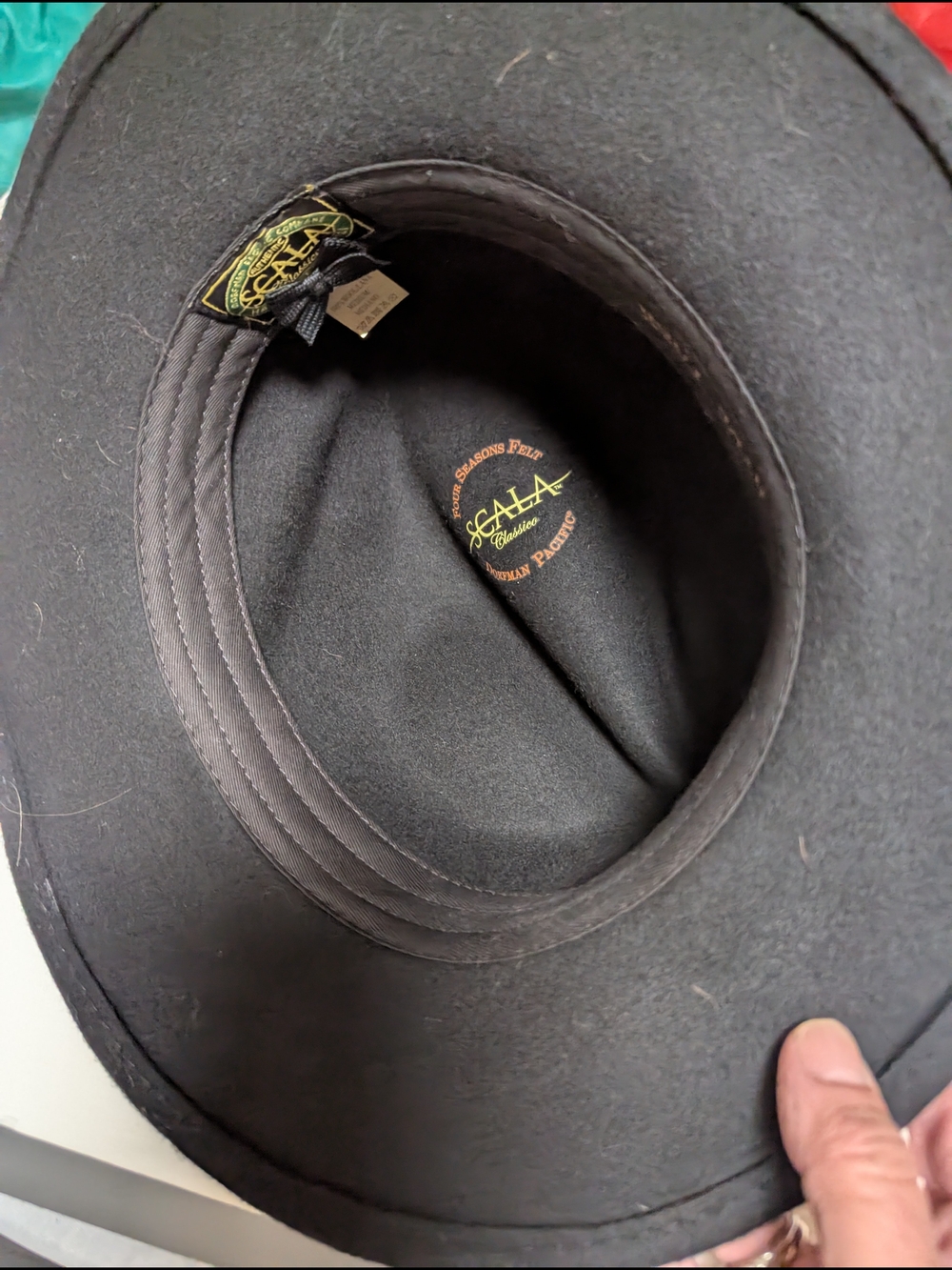 Black Felt Fedora Hat with Ribbon Accent Made In Italy Scala 100% wool Size Med - Picture 6 of 8
